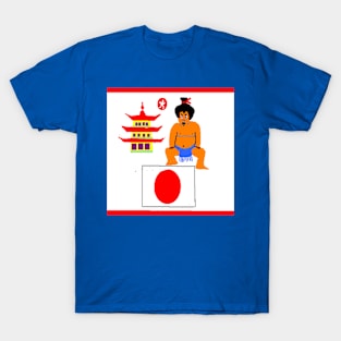 Sporty Japan Design on Blue Background T-Shirt